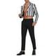 thumbnail image 2 of Blazer a rayas para hombre, chaqueta deportiva de un solo botón con solapa de muesca, traje de rayas XL en negro y blanco, 2 of 6