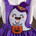 thumbnail image 4 of WIBACKER Newborn Infant Baby Girl Dress Halloween Spider Boo Romper Overalls + Suspender Skirt + Headband Set for Toddler, 4 of 8