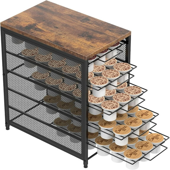Coffee Pod Holder for Counter, 5 Tier Coffee Pod Drawer for Keurig Pod Storage Drawer Holder, 90 Capacity Pods Storage Organizer Cups Capsule with Sliding Baskets for Coffee Station