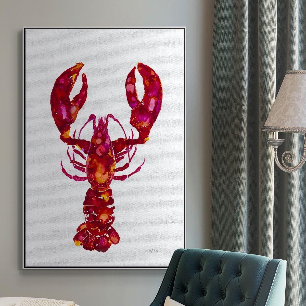 Lobster Framed Premium Gallery Wrapped Canvas - Ready to Hang - 27 x 41 - White Floating Frame