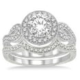 thumbnail image 2 of 2.00 Carat Antique Halo Bridal Set Engagement Ring with Round Cut Diamond in 10k white Gold, 2 of 3