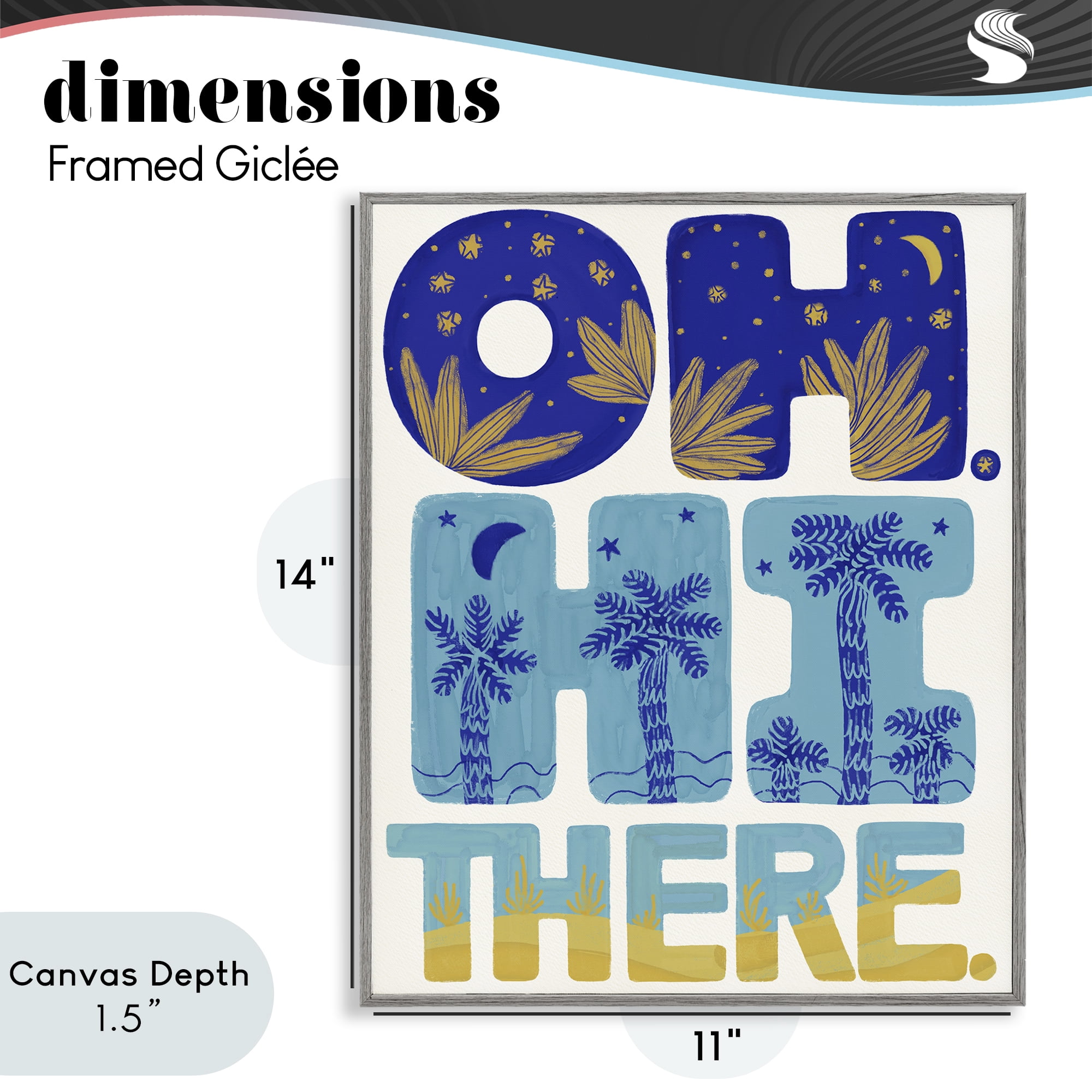 Stupell Industries Oh Hi There Tropical Gray Framed Giclee Art, design by Connie Summers
