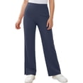 thumbnail image 5 of Girls Flare Leggings High Waisted Yoga Dance Pants School Outfit Soft Stretch Wide Leg 4-way Pants for Kids Girls Casual Wear,9-10Y,Royal Blue, 5 of 6