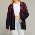 thumbnail image 2 of Women's Fashion Long Sleeve Christmas Print V-Neck Button Loose Cardigan Top, Knit Sweater for Casual Outfits and Comfort,Deep Red,2XL, 2 of 7