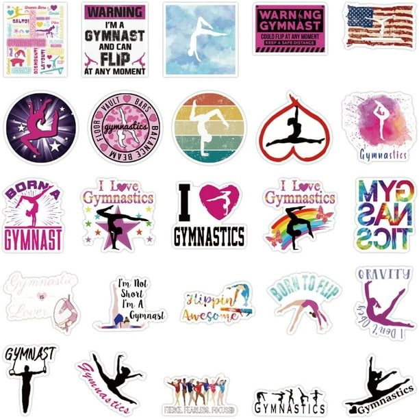 100 PCS Gymnastics Stickers, Gymnastics Gifts Stickers for Laptop, Water  Bottles, Luggage, Computer, Cell Phone 