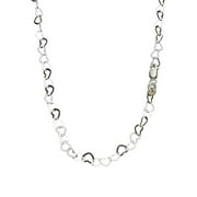 JOYFUL CREATIONS Flat Heart Sterling Silver Nickel Free Chain Necklace Italy 30 inch