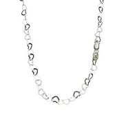 Flat Heart Sterling Silver Nickel Free Chain Necklace Italy 30 inch