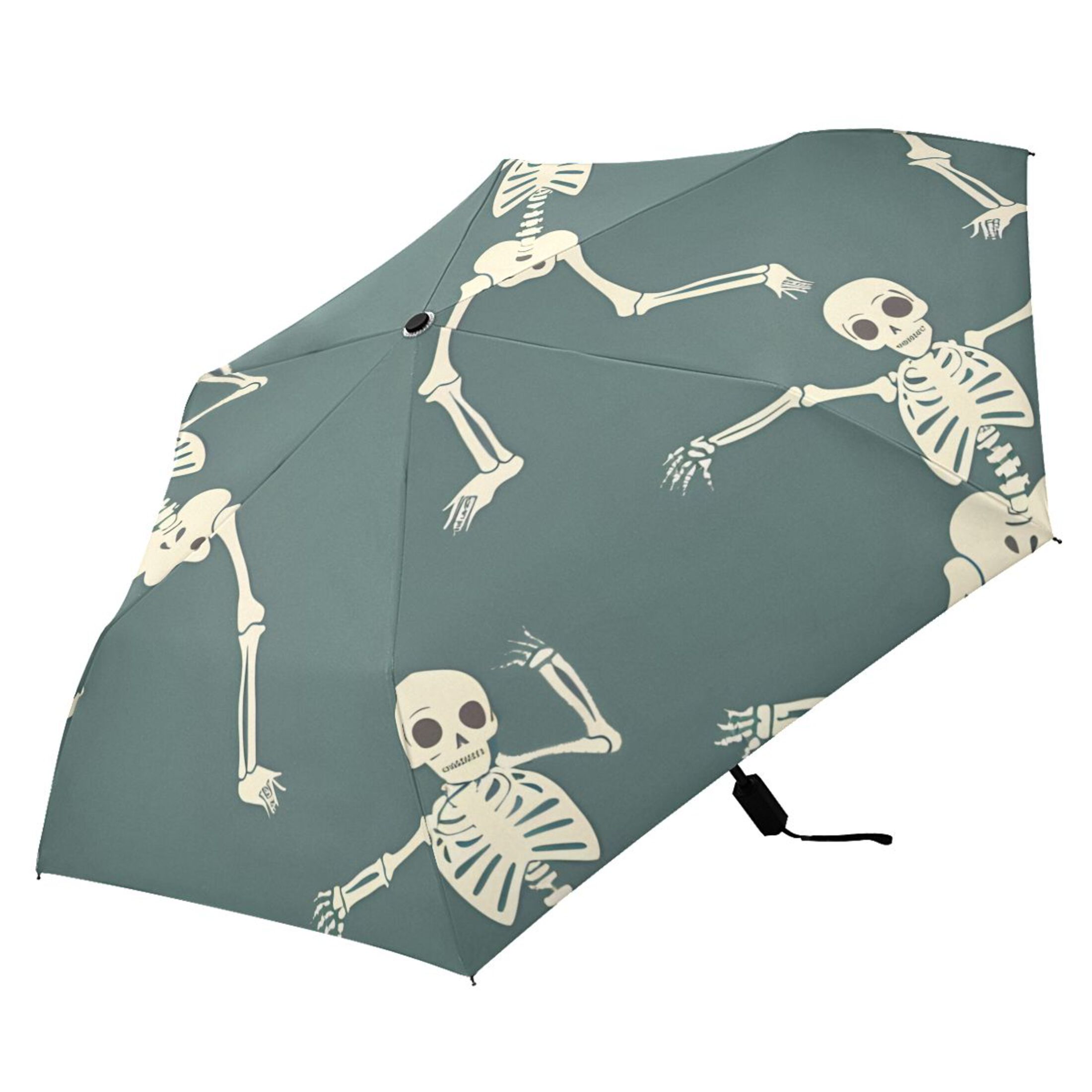 ALAZA Many Skeleton Dancing UPF 50+ Compact Folding Umbrella for Rain Travel Umbrella Packable