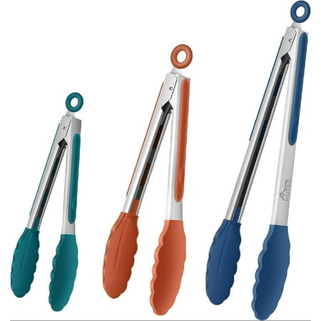 

Premium Stainless Steel Locking Kitchen Tongs with Silicon Tips Set of 3-7 9 and 12
