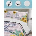 thumbnail image 3 of Twin XL Quilt Bedding Set, Sunflower Reversible Summer Quilt 3 Pieces, Summer Botanical Yellow Floral Purple Plaid Lightweight Bedspreads Coverlets with 2 Pillow Shams for All Seasons, 3 of 5