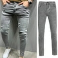 thumbnail image 2 of B91xZ Mens Jeans Mid Rise Stretchy Patchwork Jeans Pants,Gray XXXL, 2 of 2