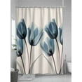 thumbnail image 5 of Shower Curtains Blue Tulip Bath Curtain Retro Flower Floral Waterproof Bathroom Shower Curtain Set with Hooks Decoration 72 x 84 Inches, 5 of 7
