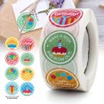 thumbnail image 2 of CAROOTU Cartoon Happy Birthday Stickers Roll 500-Count Stickers Round Birthday, 2 of 5