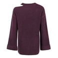 thumbnail image 4 of Herrnalise Women's Knitted Crop Tops Long Sleeved Round-neck Solid Flared Sleeves Sweater Casual Pullover Top Pullover Jumper Sweaters, 4 of 9