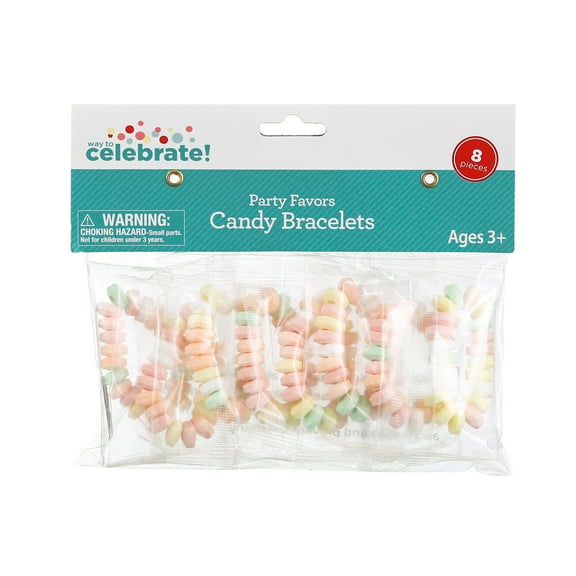 Multi-Color Pastel Candy Bracelet Party Favors, 8 Count, by Way To Celebrate