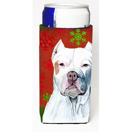 

Pit Bull Red and Green Snowflakes Holiday Christmas Michelob Ultra s for slim cans