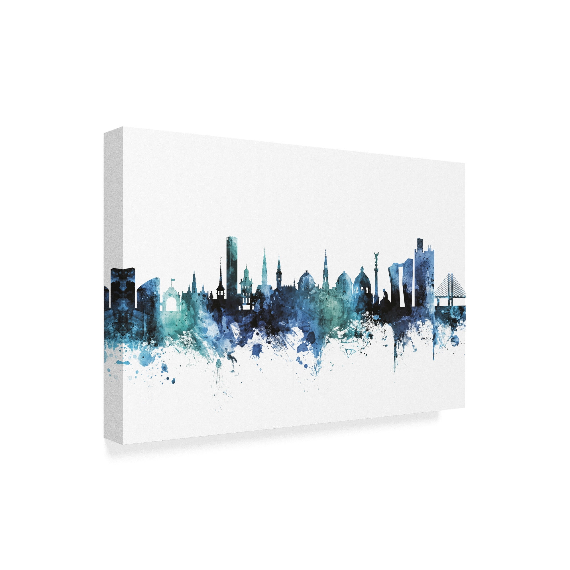Trademark Fine Art 'Copenhagen Denmark Blue Teal Skyline' Canvas Art by Michael Tompsett
