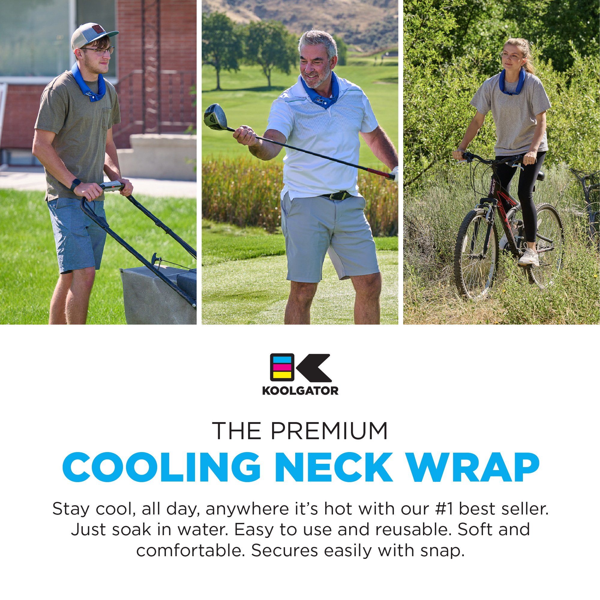 KOOLGATOR Evaporative Cooling Neck Wrap - Keep Cool in The Heat, Summer Cooling Accessories, Long Lasting, Reusable & Breathable, Available in 1, 3, or 5 Pack (Blue Paisley, 3 Pack)