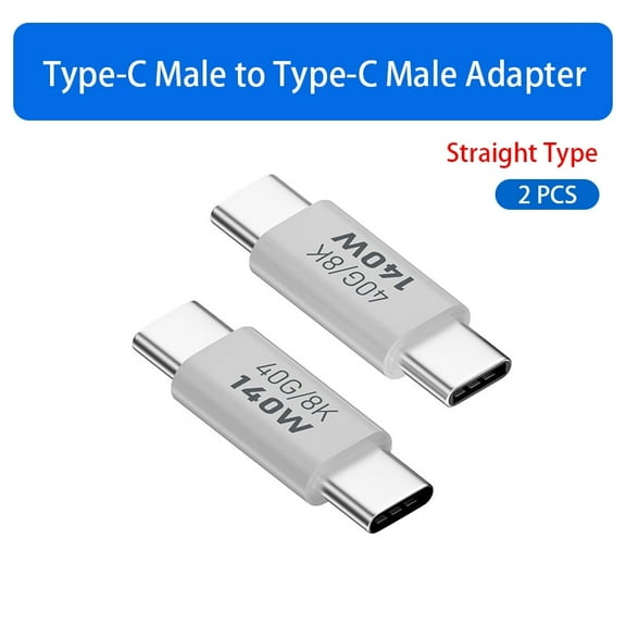 Strhowill 2 Pack USB C Male to Male Adapter,USB Type C Coupler Extender Support 140W,40Gbps,8K@60Hz for Laptop,Smartphones and More Type C Devices