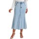 thumbnail image 1 of FALDA MAXI DE DENIM PARA MUJERES INSPIRE CHIC, CINTURA ALTA, AJUSTE CASUAL Y ACAMPANADA, FALDA LARGA DE JEAN XL AZUL CLARO, 1 of 6