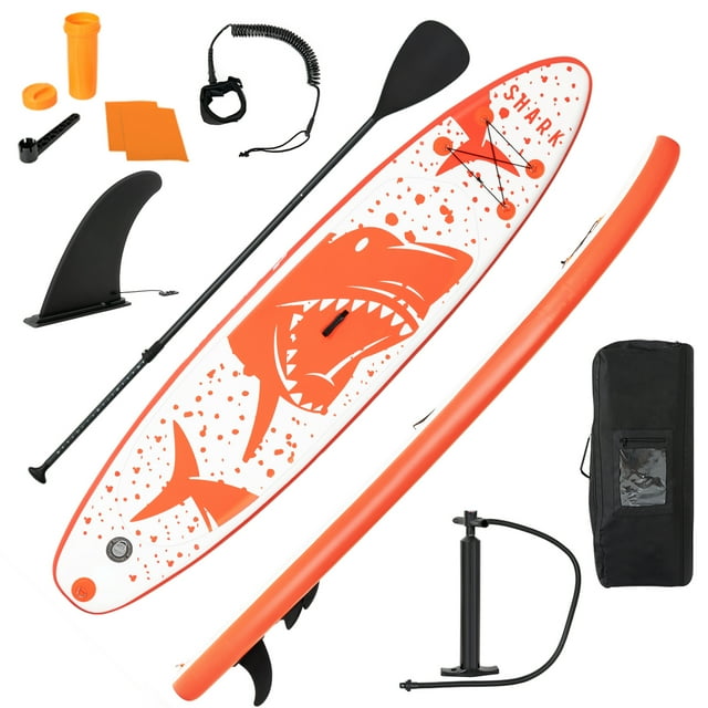 Gymax Planche à Pagaie Gonflable de 10 Pieds Antidérapante pour Planche de Surf avec Pompe Manuelle