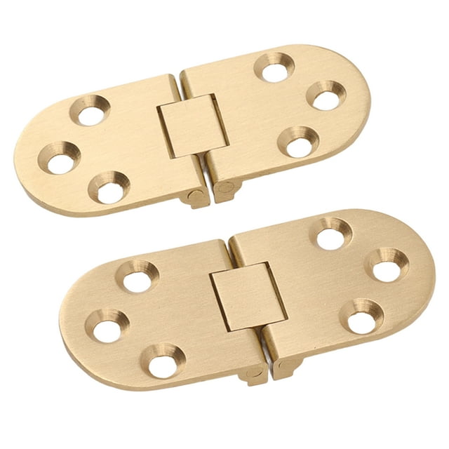 Charnière Pliante à Rabat, 2 Pcs Charnière à Bord Rond Antirouille Charnière de Plateau en Laiton à 180 Degrés avec 12 Vis pour Table Pliante, Bureau d'Ordinateur, Table Basse, Machine à Coudre