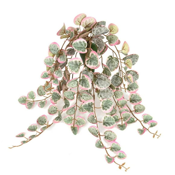 Faux Hanging Plants Indoor Artificial String of Heart Plants w/ Semicircle Waღ V7T1