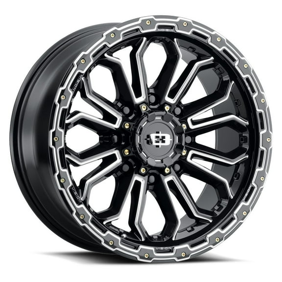 17x9 Vision 405 Korupt Gloss Black Milled Spoke Wheel 8x6.5 (-12mm)