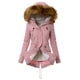 thumbnail image 5 of Abrigo de algodón para mujer, más terciopelo, grueso, cálido, de algodón, con cuello de piel y capucha, para otoño e invierno, resistente al frío, 5 of 5