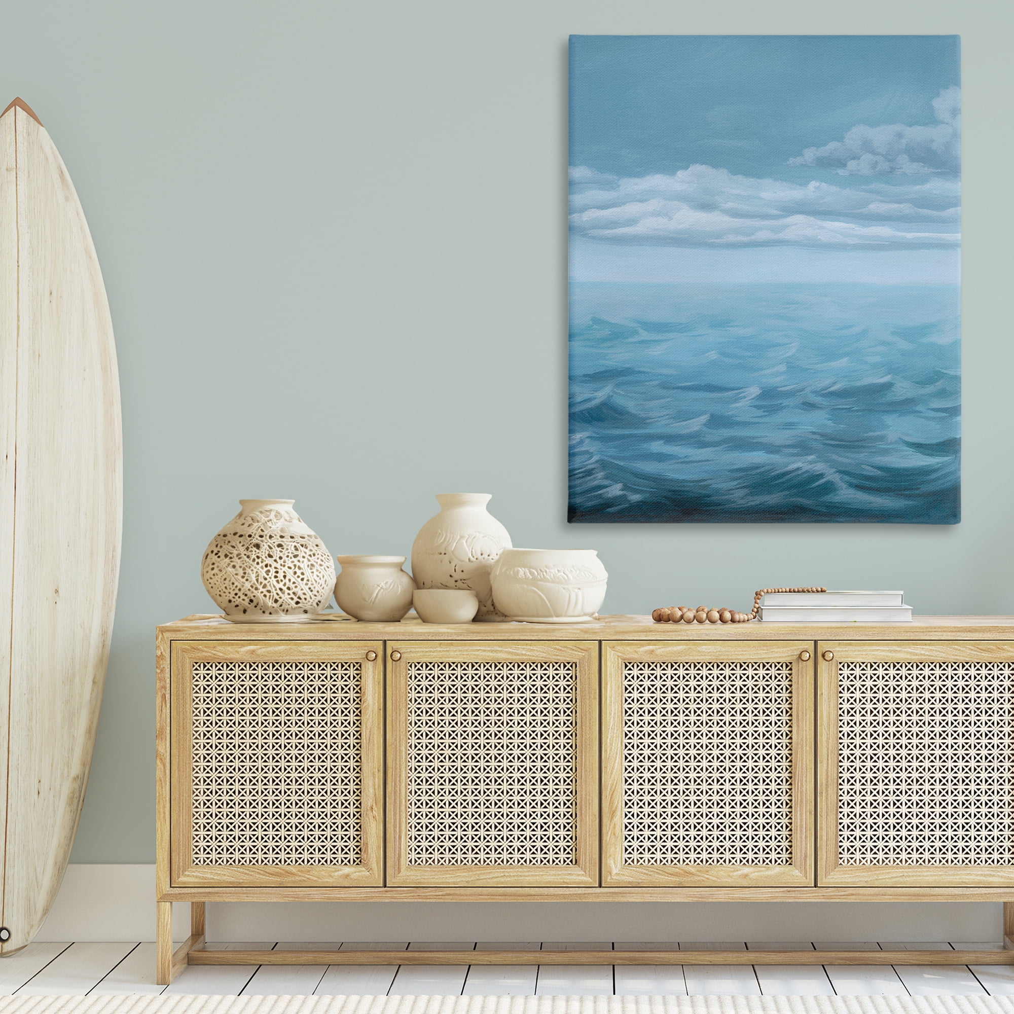 Stupell Industries Clouds over Sea Waves Nautical & Beach Painting Wrapped Canvas Art Print Wall Art, 36 x 48