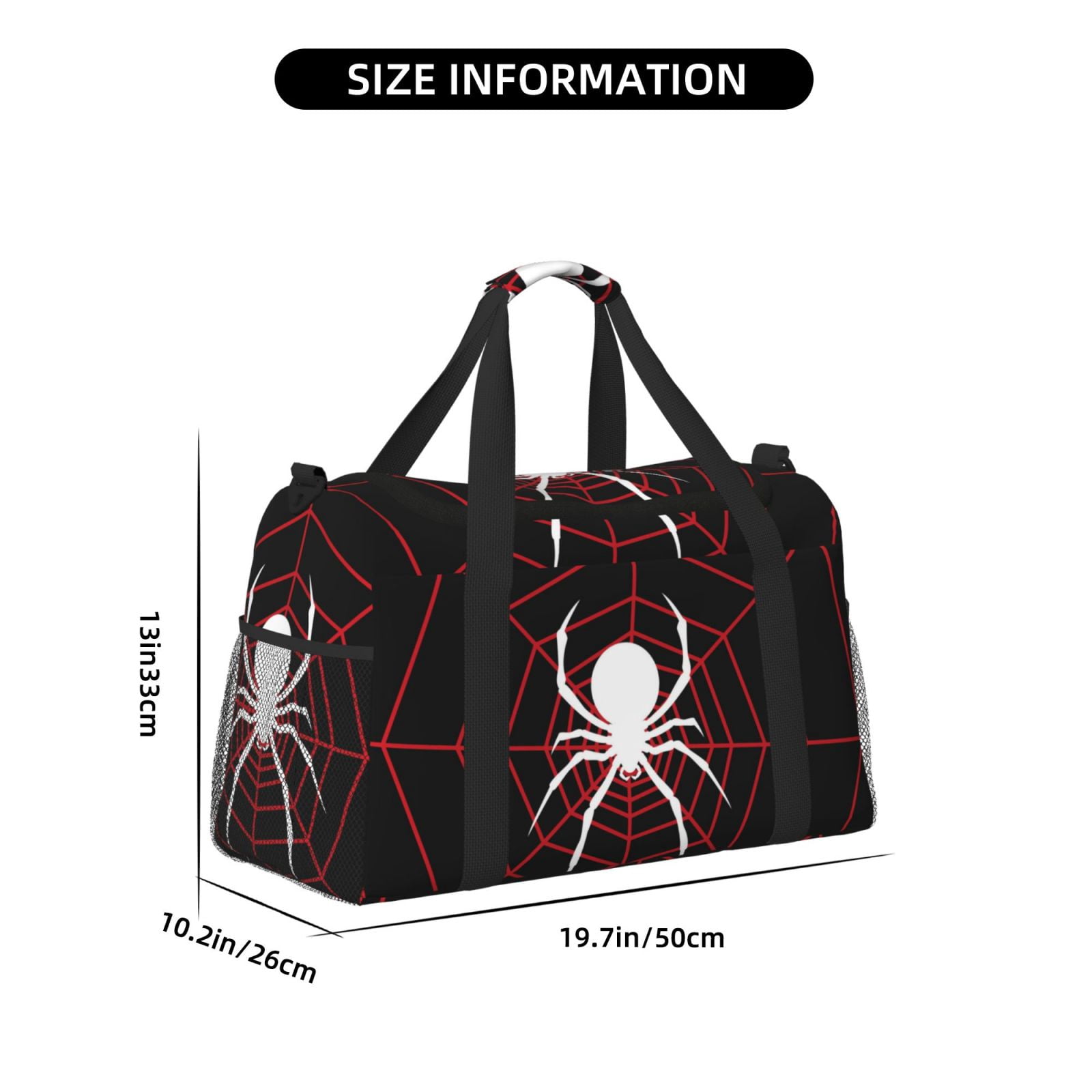 Horeoi Spider On The Web for Travel Duffle Bag with Adjustable Strap - Large Capacity Hand Carry for Gym Sports Outdoor