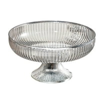 Clearance! Round Transparent Fruit Plate, Dienrx Pedestal Fruit Bowl Kitchen Countertop Bowls with Base Elegant Bowl Snacks Fruit Basket Bowl Fruit Basket for Farmhouse Centerpiece Amber Argent Edge