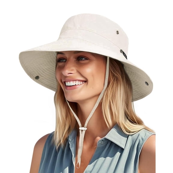 FURTALK Sun Hats for Women Ponytail UV Protection Beach Summer Hat Wide Brim Packable Cowboy Hat