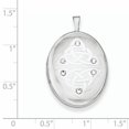 thumbnail image 3 of Finest Gold Sterling Silver Polished Crystal Trinity Oval Locket, 3 of 3