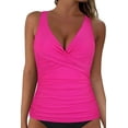 thumbnail image 2 of Firpearl Hot Pink Underwire Tankini Swimsuit for Big Busted Women Twist Front Bathing Suit Tops Push Up Swim Top US12, 2 of 7