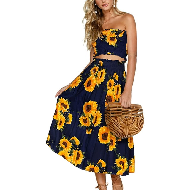 Chemisier à Fleurs pour Femmes, Robe maxi Jupe