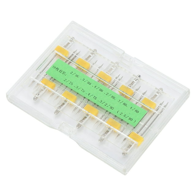 Máquina de Coser Agujas Gemelas, Agujas de Máquina de Coser Ampliamental Utilizadas 10 Pezas Agujas Gemelas Compatibles Con Agujas de Coser Con Una Caja de Plásstico para