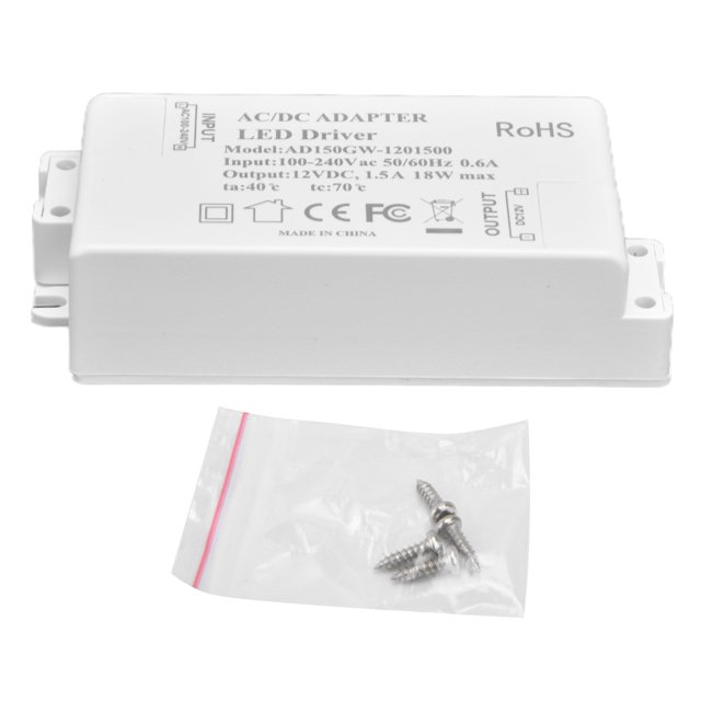 LED Driver 18W Transformateur d'Alimentation Ac100 240v à DC12V 1.5A Sortie pour Lampe de Bureau LED Lumière Extérieure