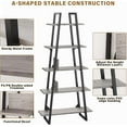 thumbnail image 5 of Senfot Tall Narrow 5-Tier Industrial Ladder Shelf, Wood & Metal Storage Organizer for Bedroom, Living Room - Grey, 5 of 6