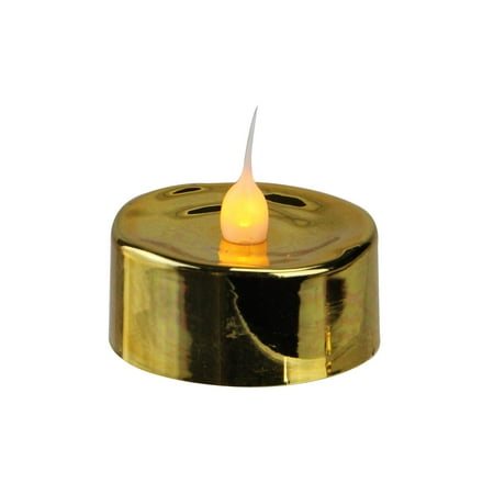 Gold Christmas Candle - 3 LED Lighted Battery Operated Flicker Flame Gold Christmas Tea Light Candles