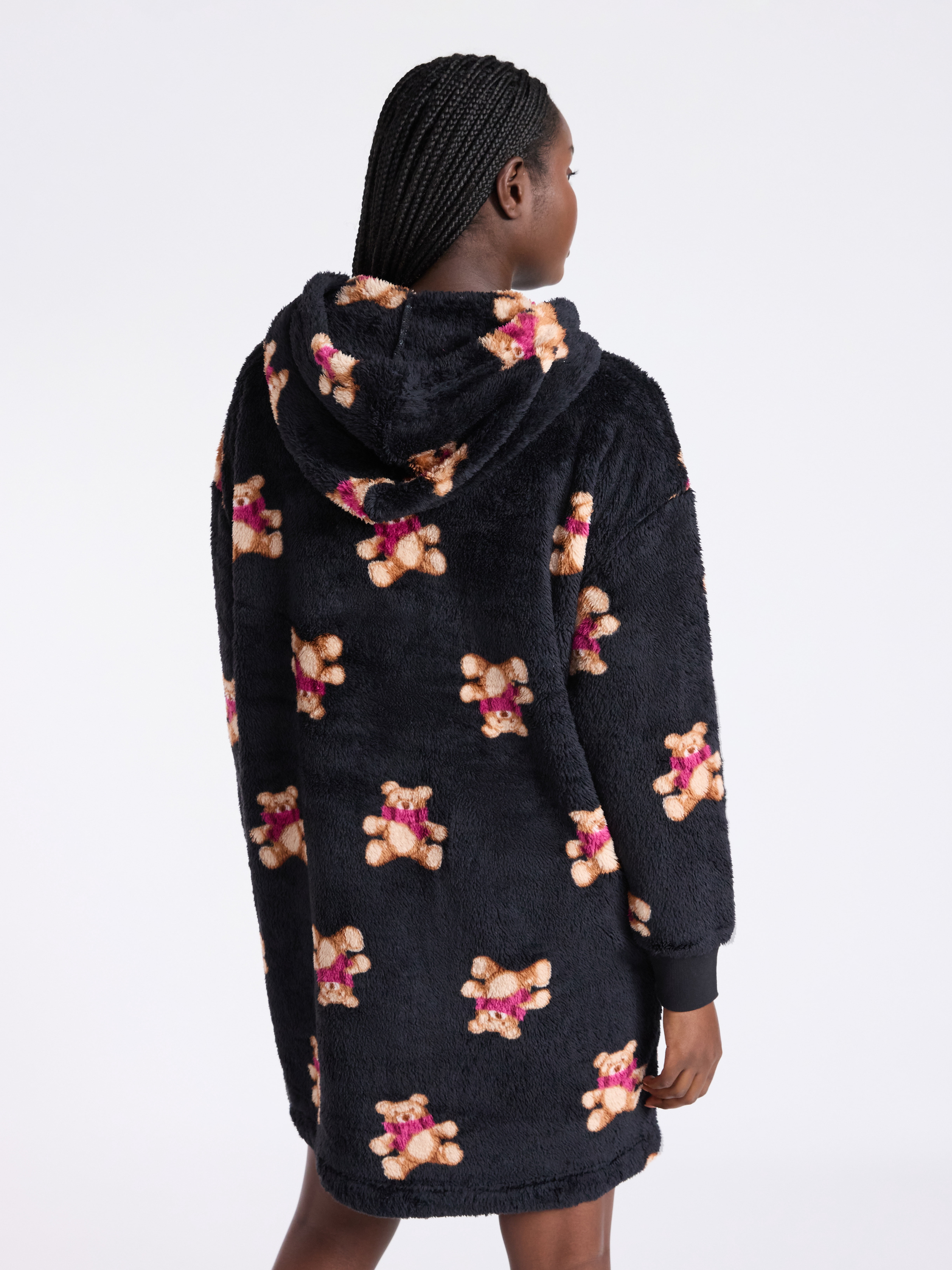 Joyspun Women's Oversized Hooded Plush Lounger, Size XS-3X