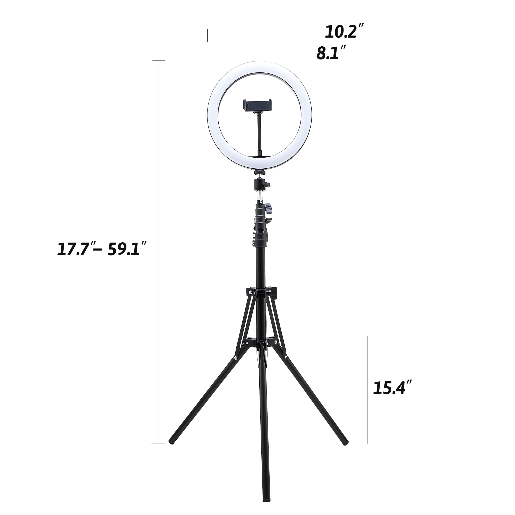 10" LED Selfie Ring Light with 17"-59" Adjustable Tripod for Android or iOS