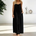 thumbnail image 2 of Women's Open Back Spaghetti Strap Beach Maxi Dress Loose Flowy Vacation Sundress Black L, 2 of 7