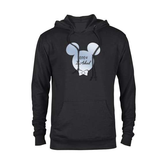 Disney I Asked Proposal Engagement Bow Tie Groom Mickey ‘24- Pullover Hoodie for Adults - Customized-Black
