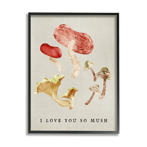 Stupell Industries Love You So Mush Pun Botanical & Floral Painting Black Framed Art Print Wall Art, 11 x 14