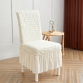 thumbnail image 2 of KBOOK Chair Slipcover Pleated Ruffled Skirt Dining Chair Cover Protector, Cream, 2 of 6