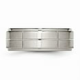 thumbnail image 3 of Titanium Grooved Ridged Edge 8mm Satin and Polished Band Size: 6; for Adults and Teens; for Women and Men, 3 of 6