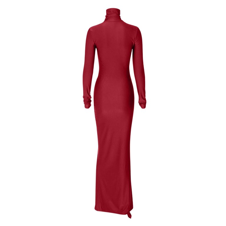Women'S Elegant Ruched Bodycon Dresses Turtleneck Long Sleeve Solid Color  Full Length Maxi Dress Slim Fit Club Party Casual Tight Pencil Clubwear  Outfits Clothing - Walmart.com