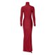 thumbnail image 3 of Vestido largo sexy de cuello alto y manga larga para mujer - Vestido de cóctel ajustado con cintura anudada, 95 % poliéster, S-L, 3 of 3