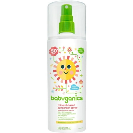 Babyganics Mineral Based Sunscreen Spray, SPF 50+ 6 oz (Pack of 3)